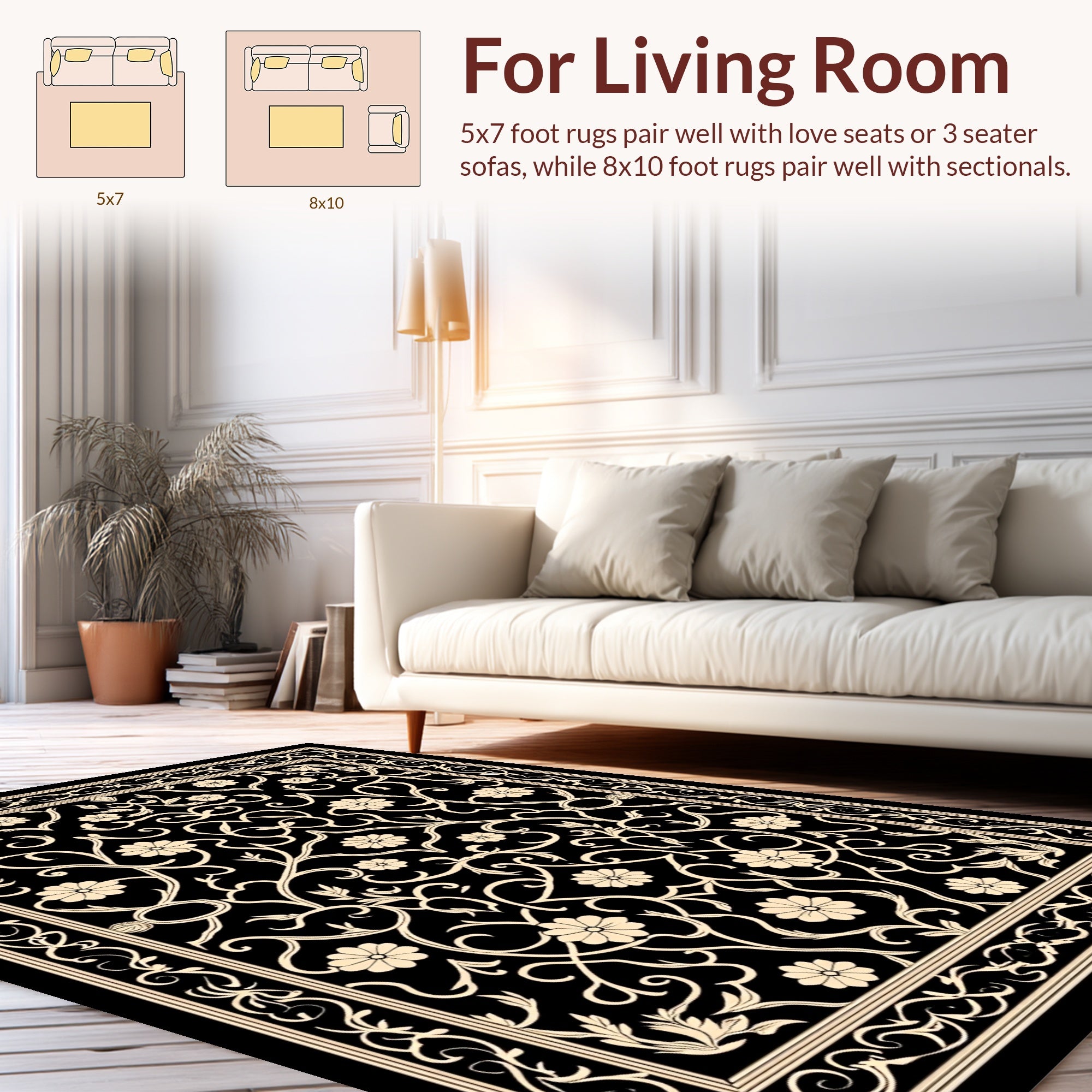 Classic Floral Scroll Work Design Rug