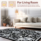 Elegant Black Floral Vine Design Rug