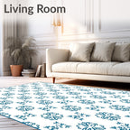 Deep Teal Floral Geometric Repeat Rug