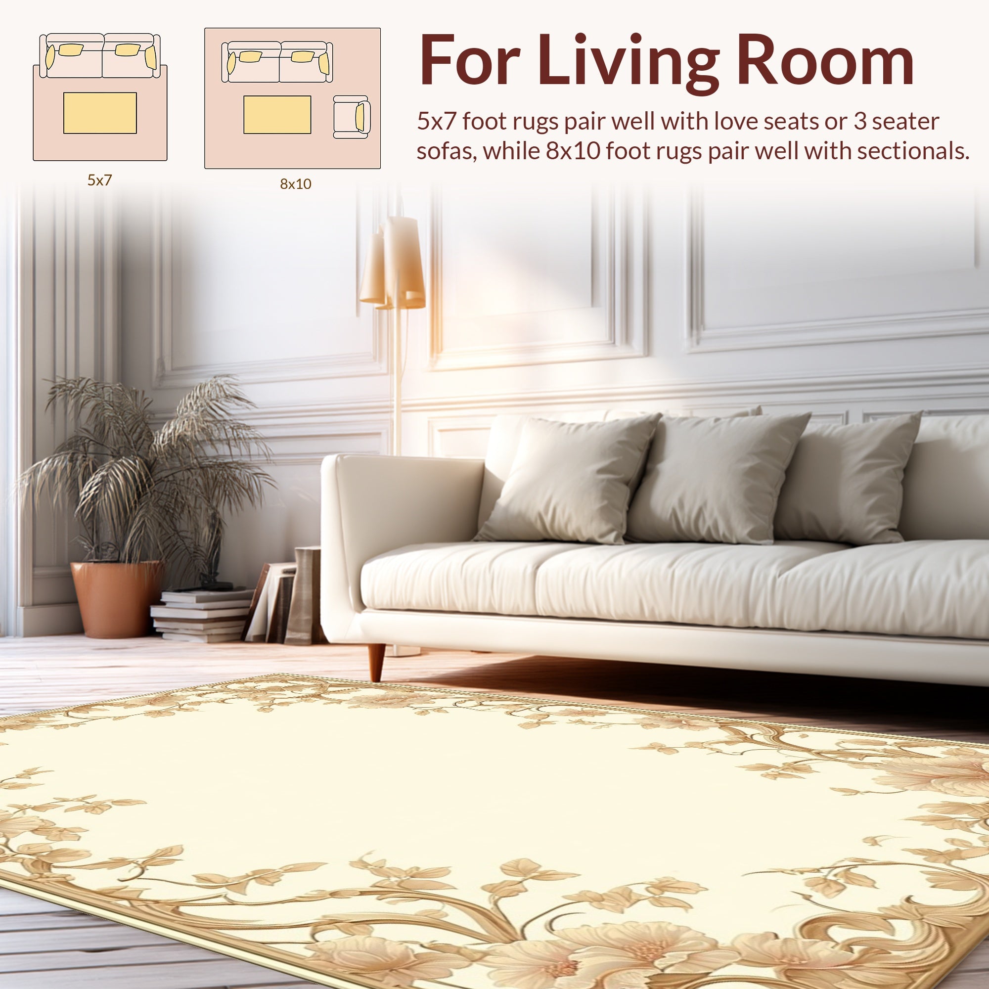 Floral Vine Scroll Pattern Rug