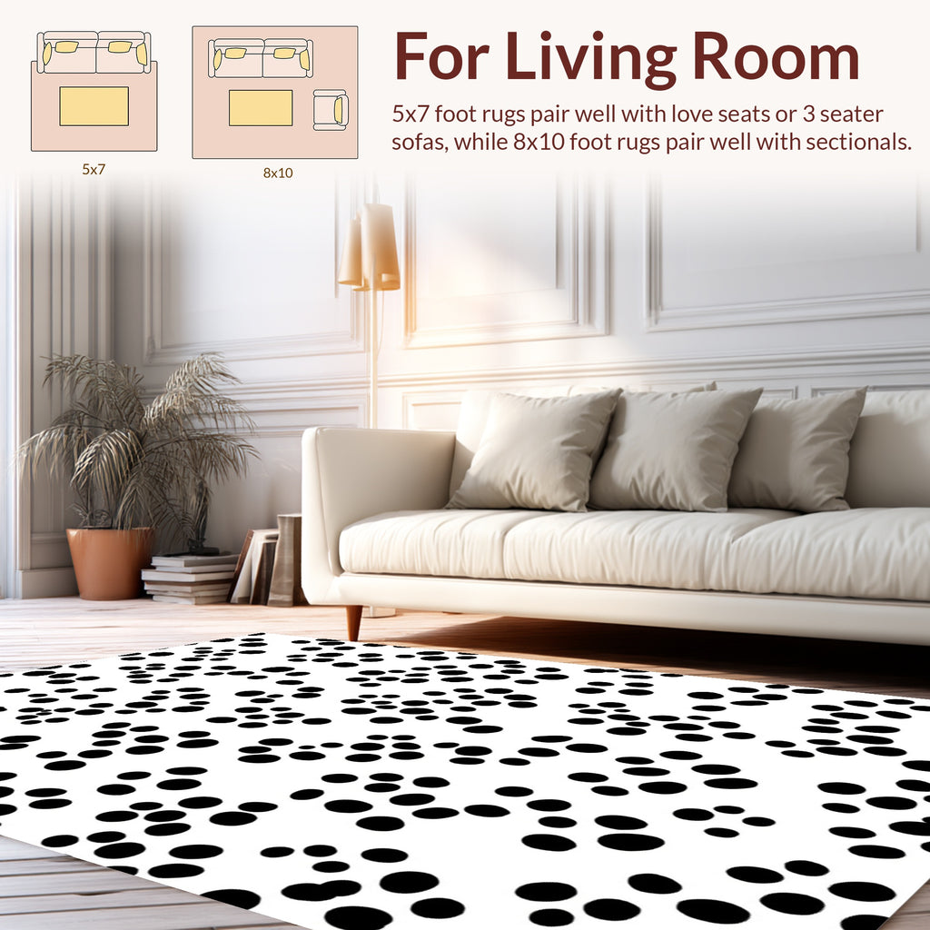 Black White Polka Dot Cluster Design Rug
