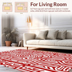 Intricate Red White Traditional Pattern Rug