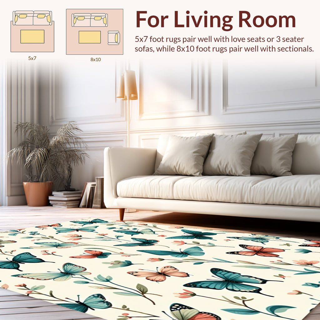 Whimsical Butterflies Floral Delight Rug