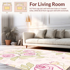 Pastel Pink Floral Sketch Pattern Rug