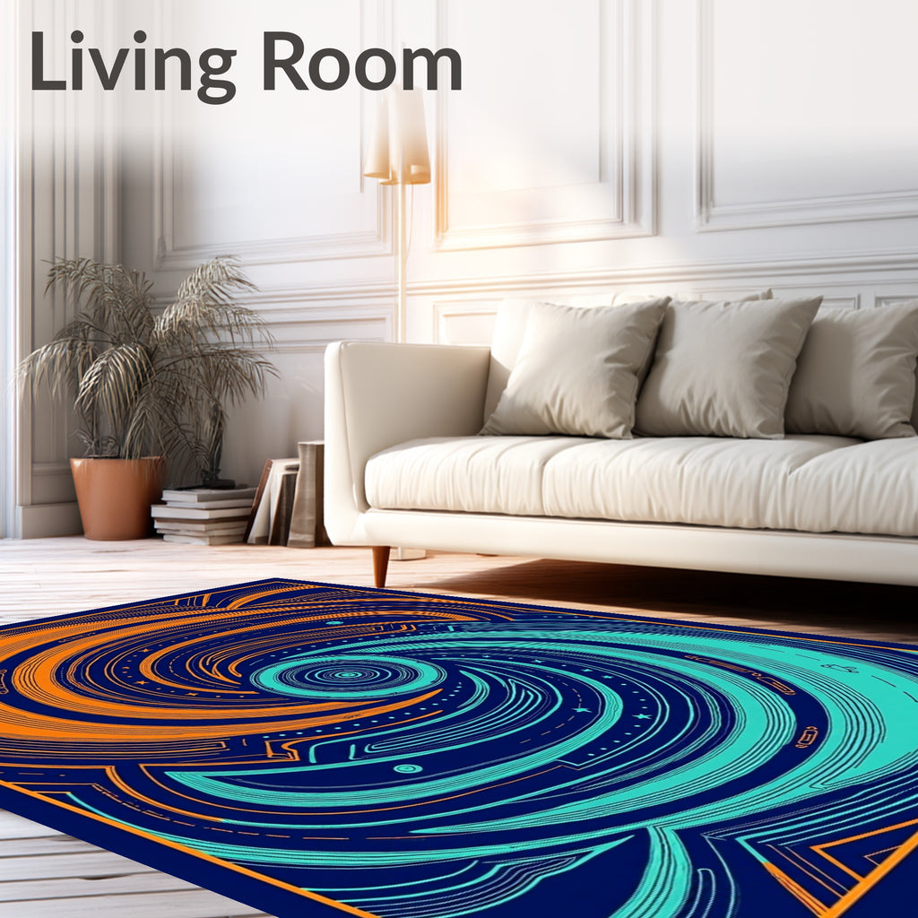 Energetic Swirl Nebula with Stars Rug