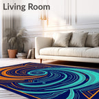 Energetic Swirl Nebula with Stars Rug