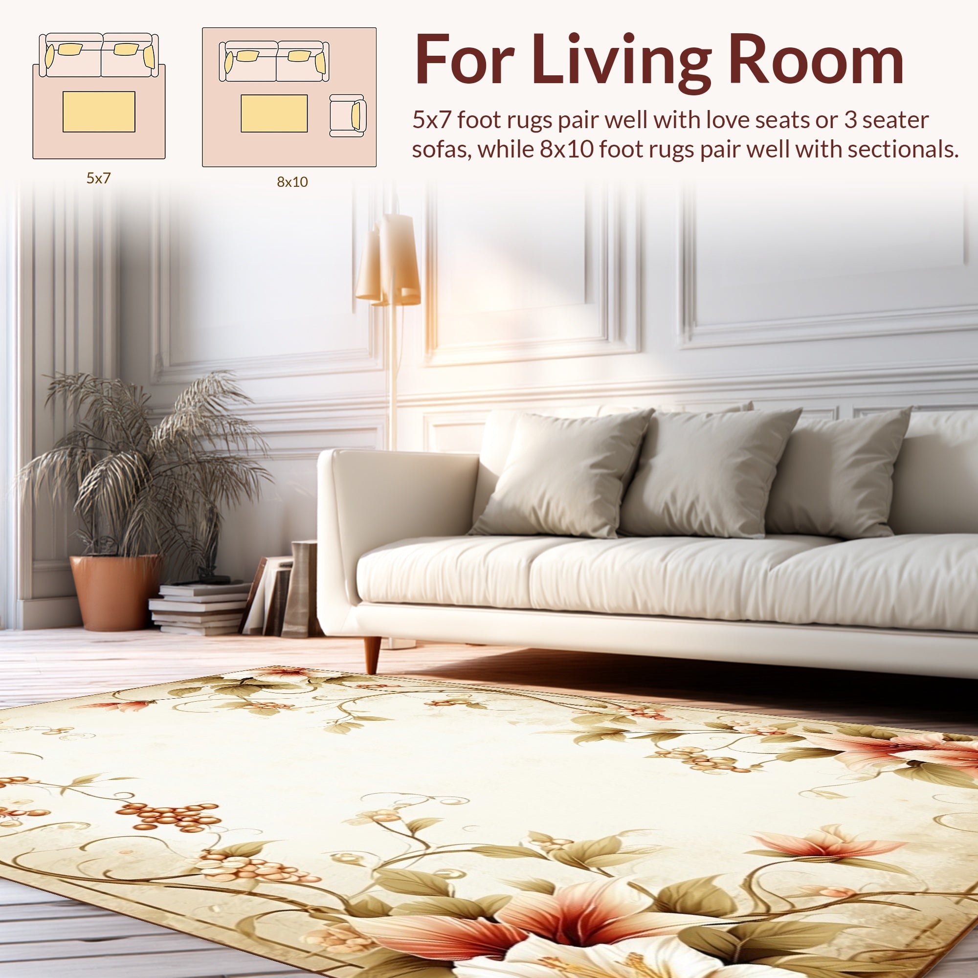 Elegant Floral Vines With Berries Rug