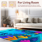 Colorful Underwater Shark Reef Pattern Rug