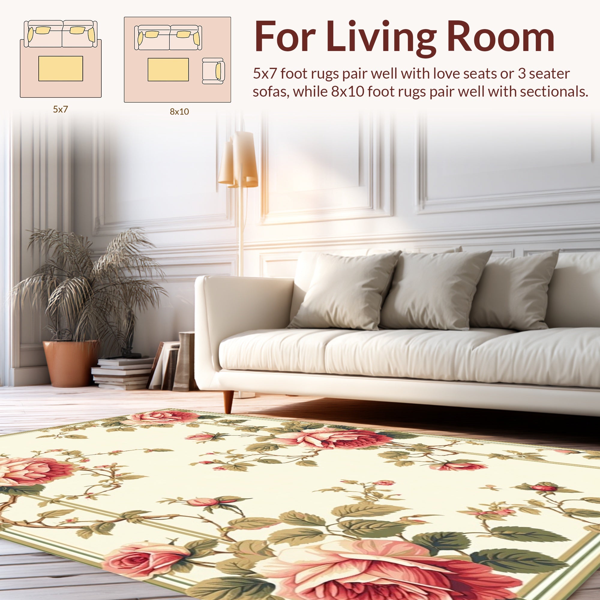 Vintage Floral Rose Vine Pattern Rug