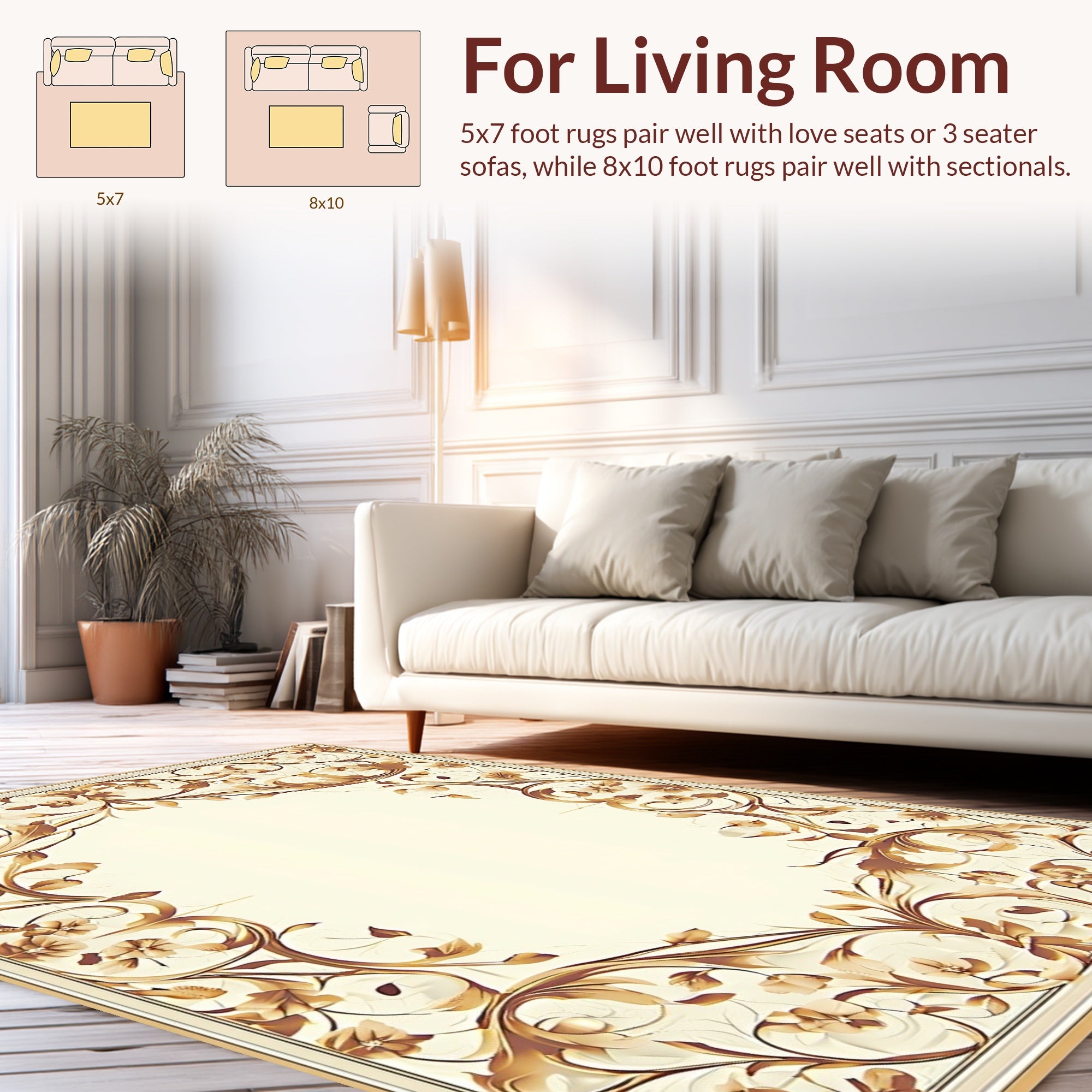 Rich Floral Swirls in Warm Tones Rug