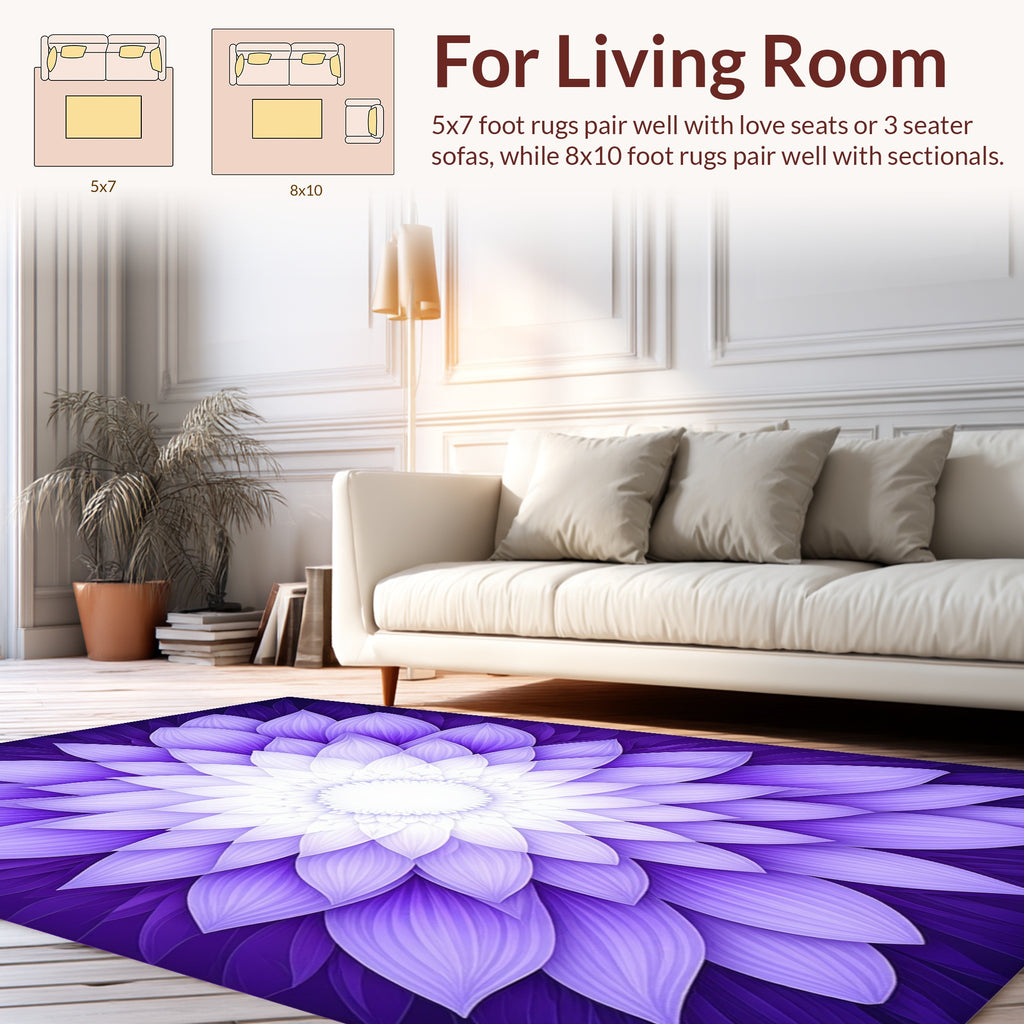 Purple Floral Petal Layered Design Rug