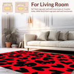 Bold Black Heart Pattern Design Rug