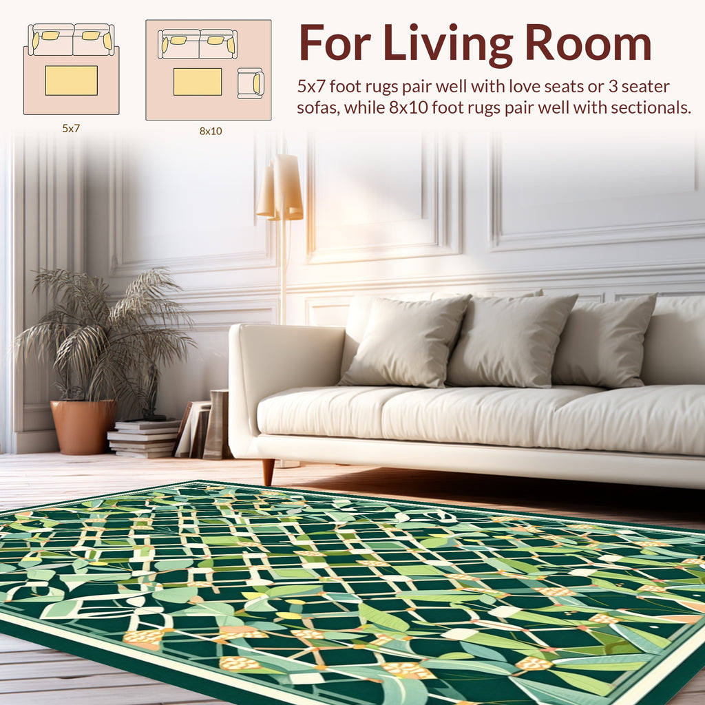 Art Deco Floral Lattice Pattern Rug