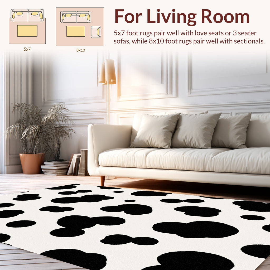 Classic Black And White Spot Pattern Rug