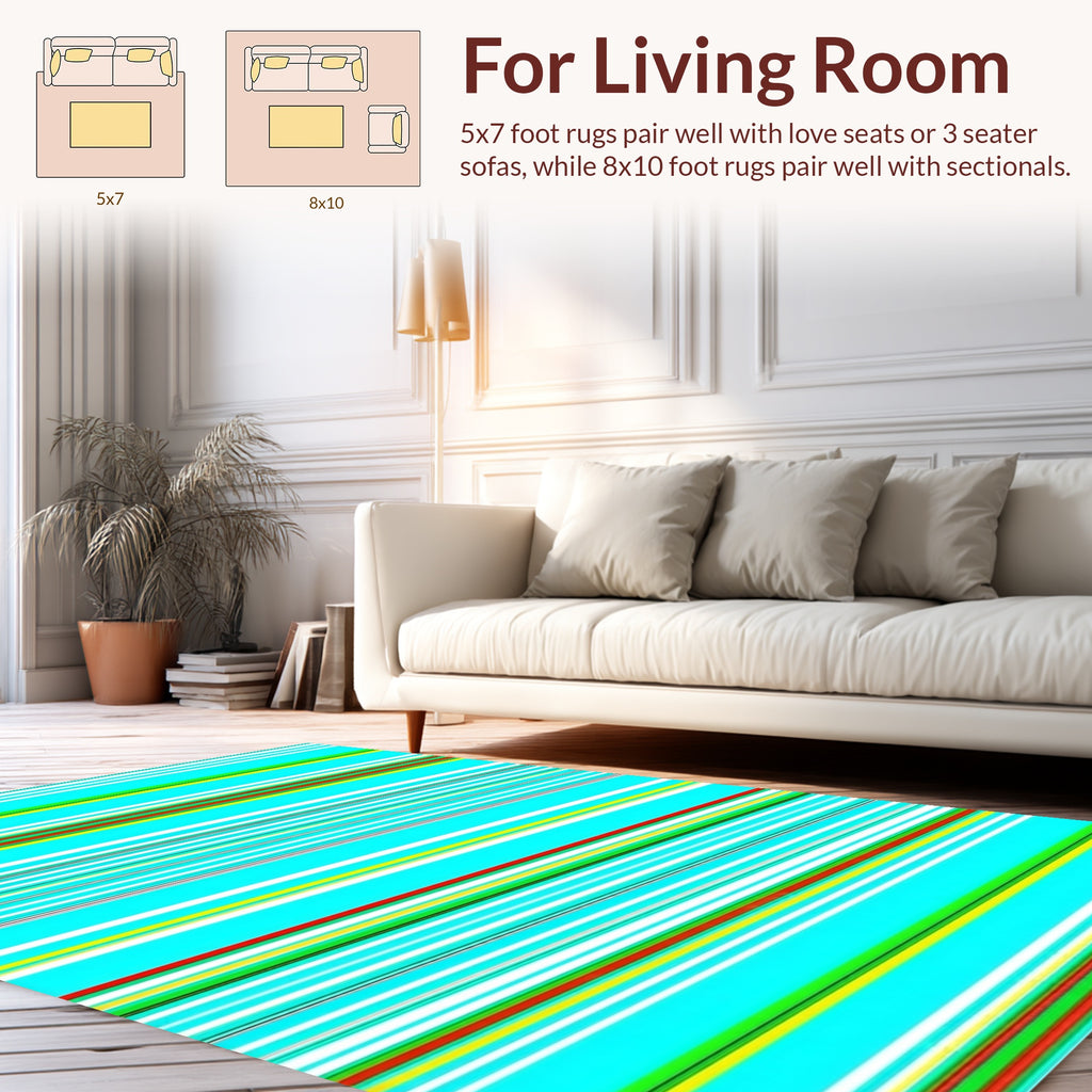 Bright Horizontal Striped Graphic Design Rug