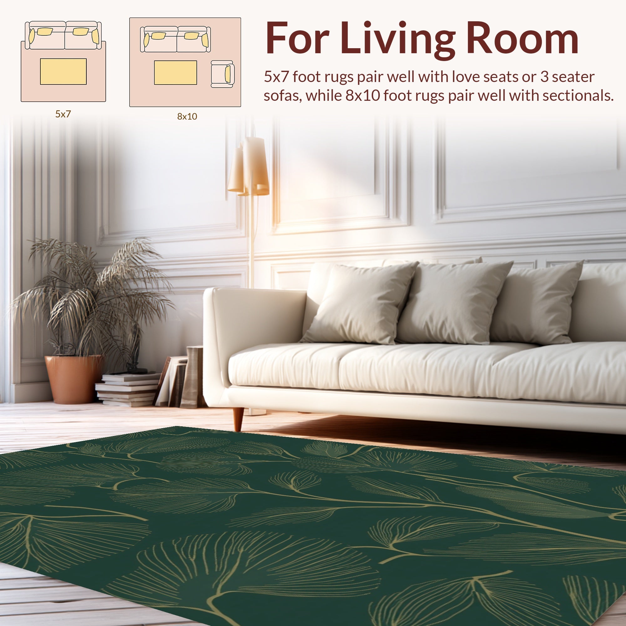 Elegant Botanical Line Art Rug