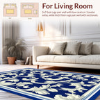 Royal Blue Scroll Pattern Rug