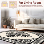 Black Floral Medallion Ornamental Rug