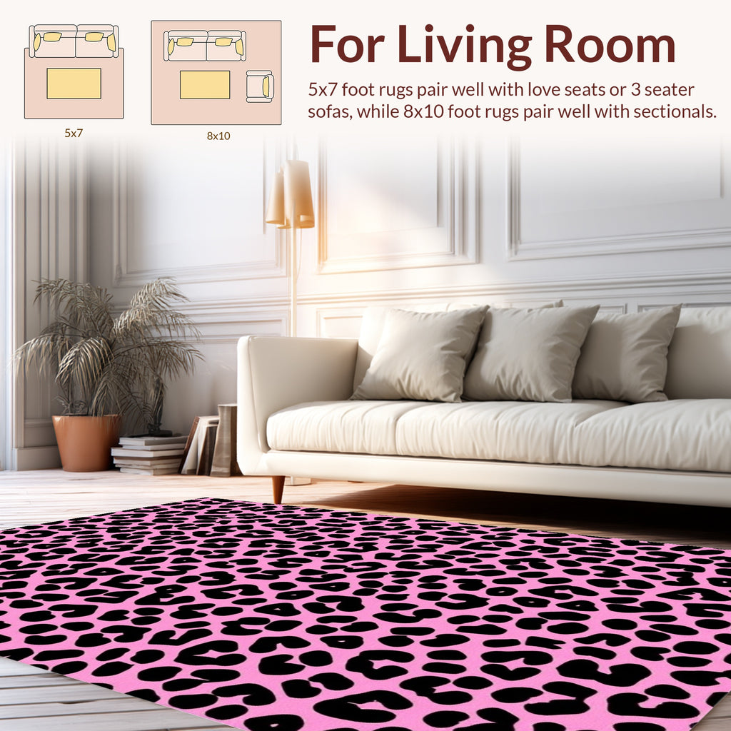 Pink Leopard Print Pattern Rug