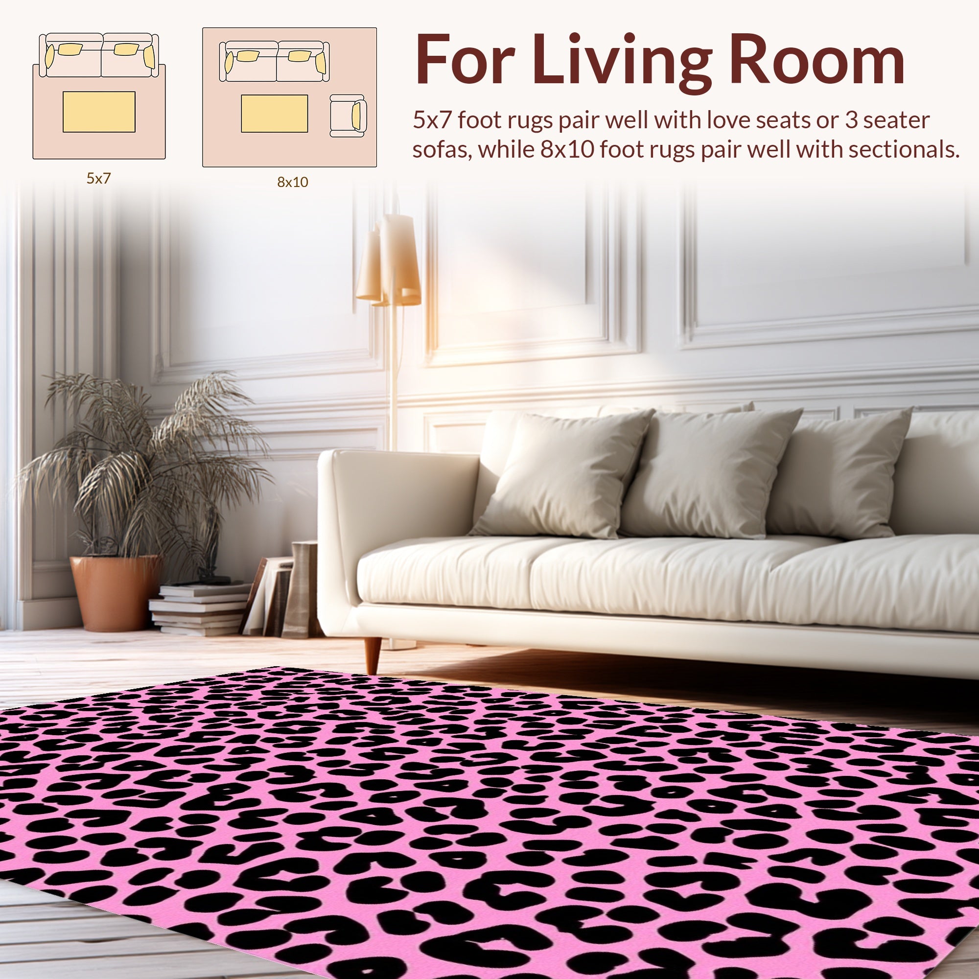 Pink Leopard Print Pattern Rug