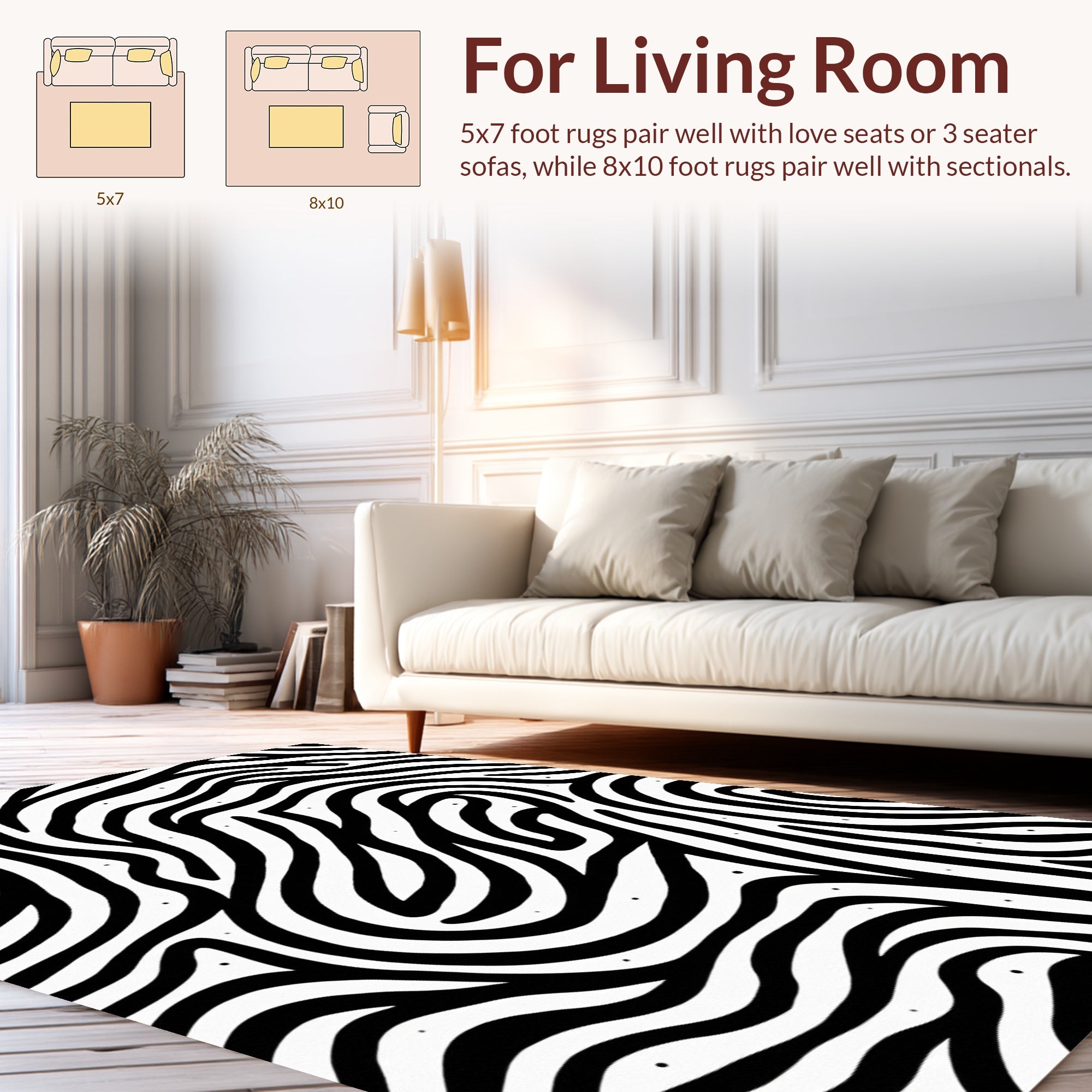 Abstract Black White Organic Stripes Rug