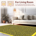 Abstract Yellow Black Maze Lines Design Rug