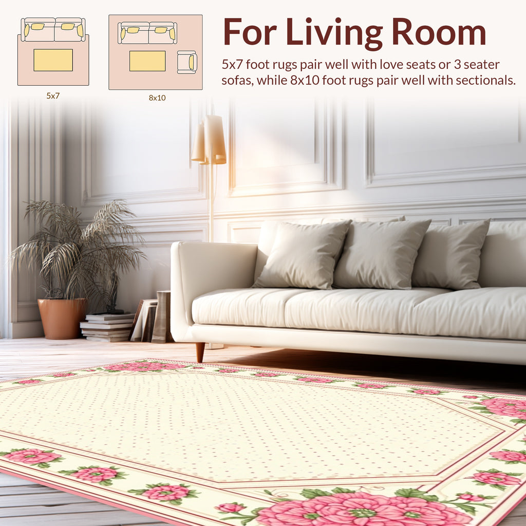 Floral Vintage Polka Dot Accent Rug