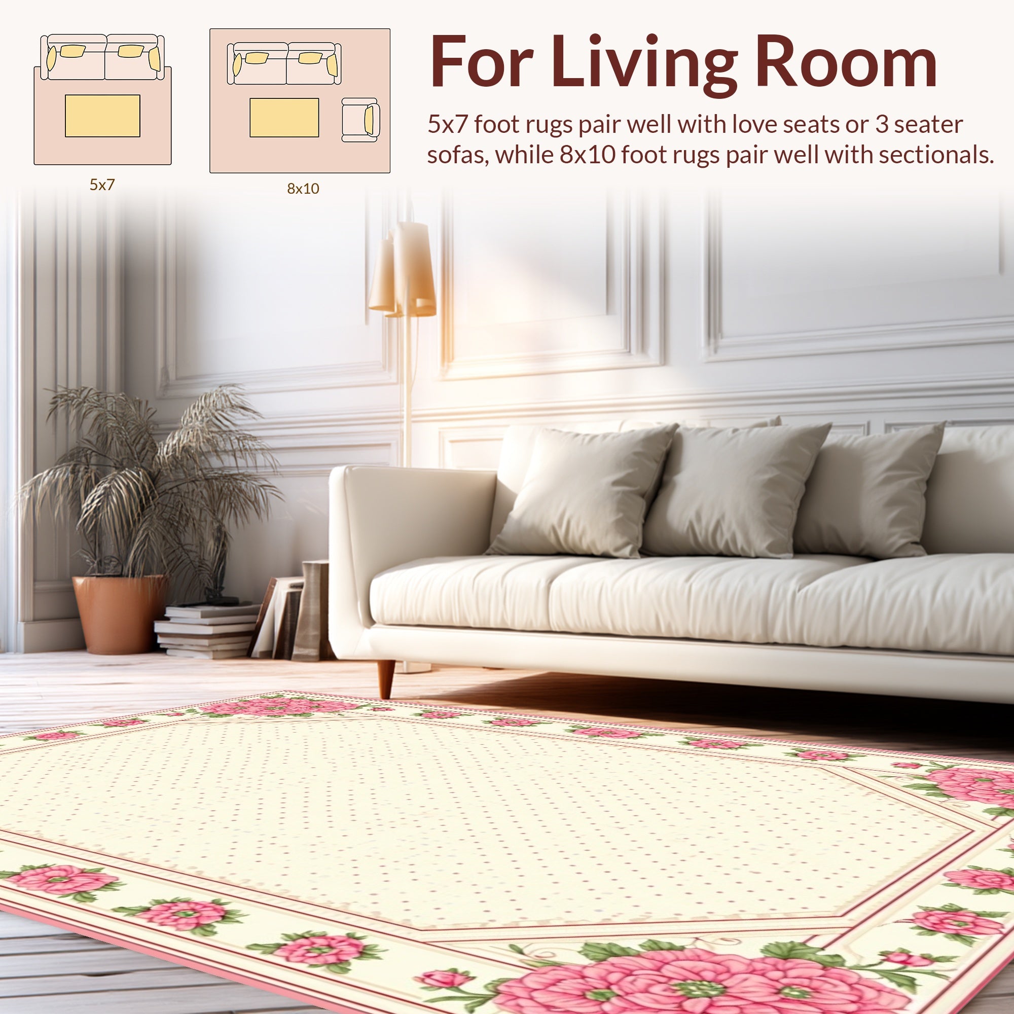 Floral Vintage Polka Dot Accent Rug