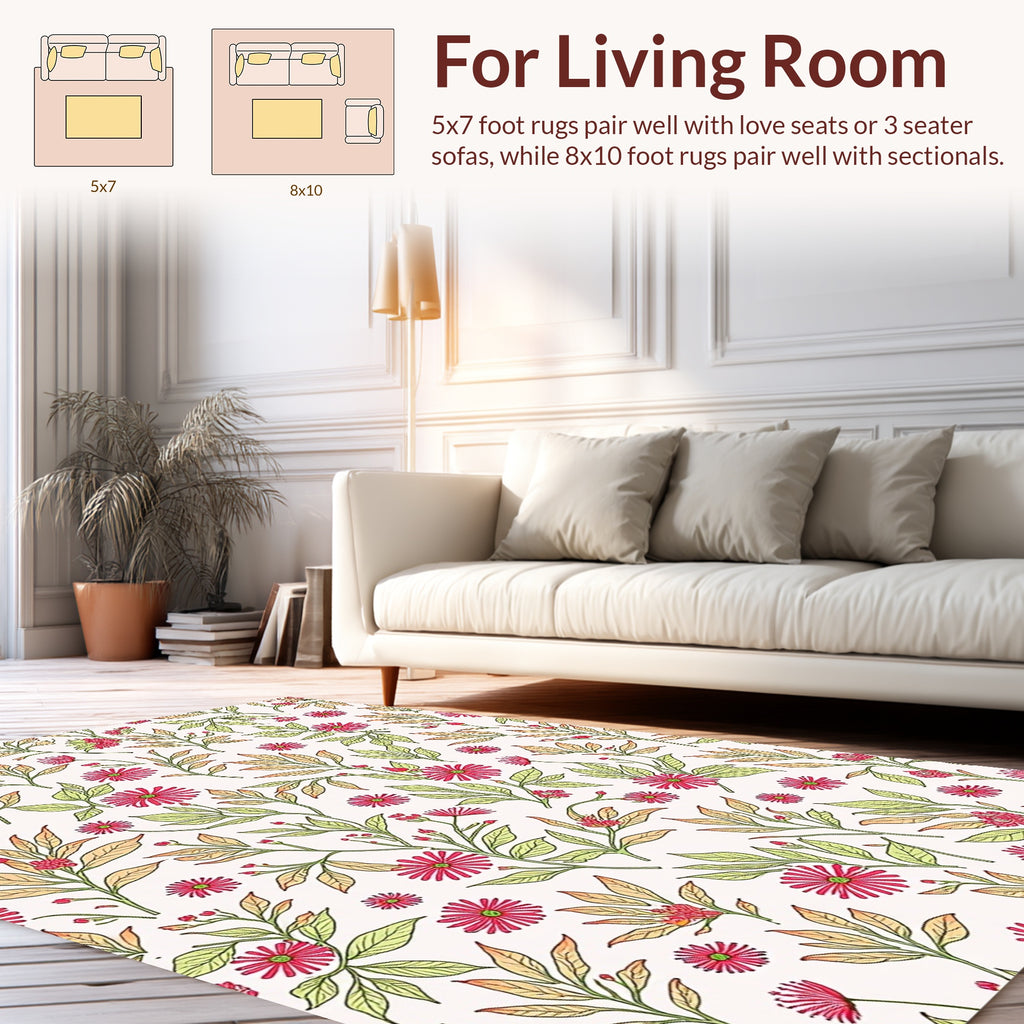 Delicate Floral Vines Pattern Rug
