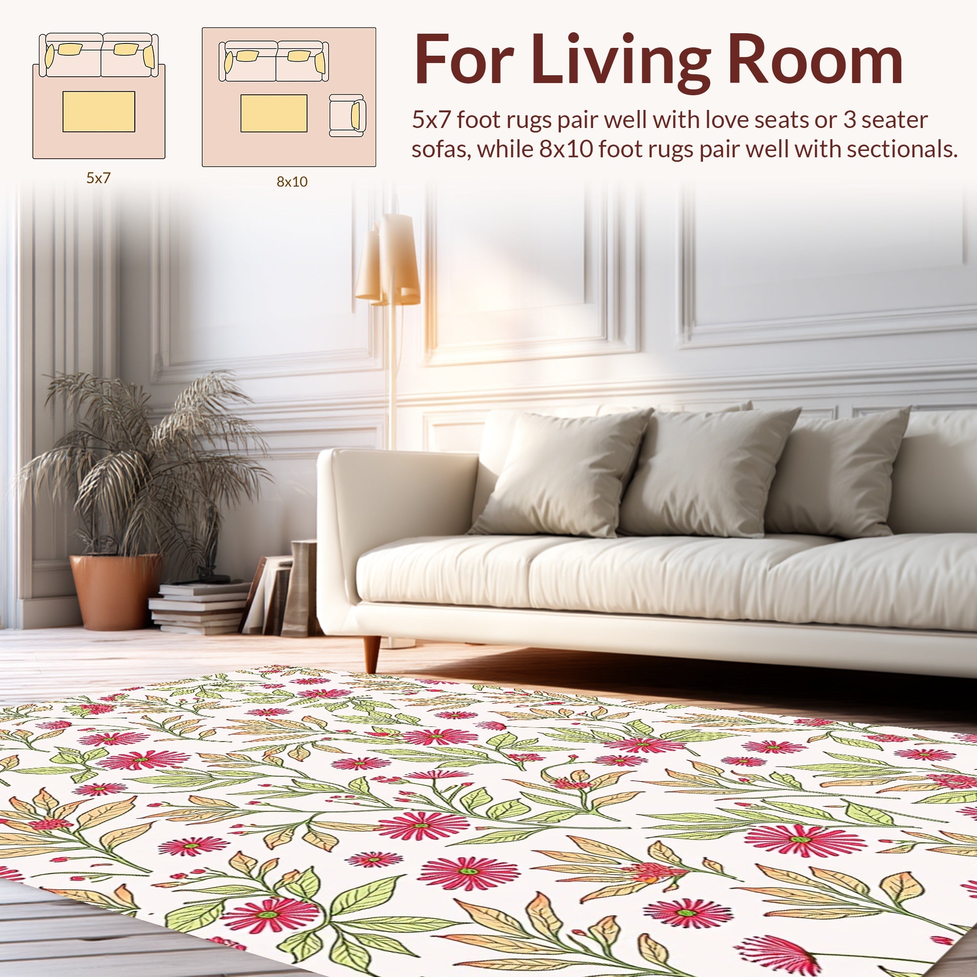 Delicate Floral Vines Pattern Rug