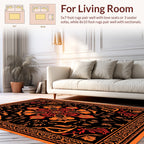 Bold Floral Motif Orange Red Rug