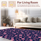 Pink Floral Vine Patterned Rug