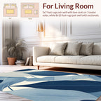 Shades of Blue Tropical Leaf Pattern Rug