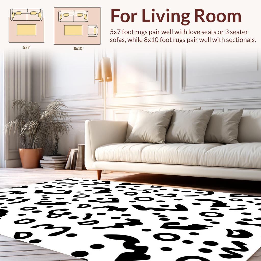 Bold Black White Abstract Shapes Rug