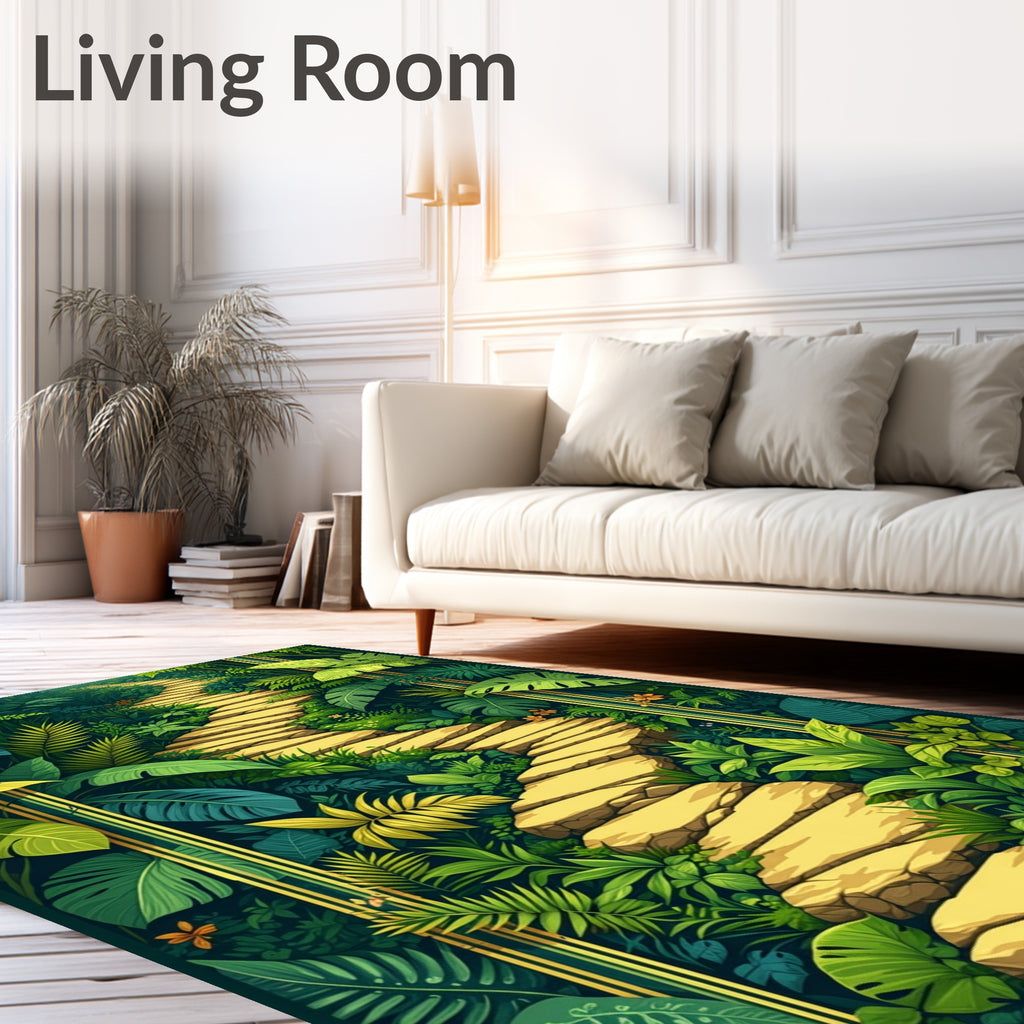 Lush Tropical Garden Stone Path Rug