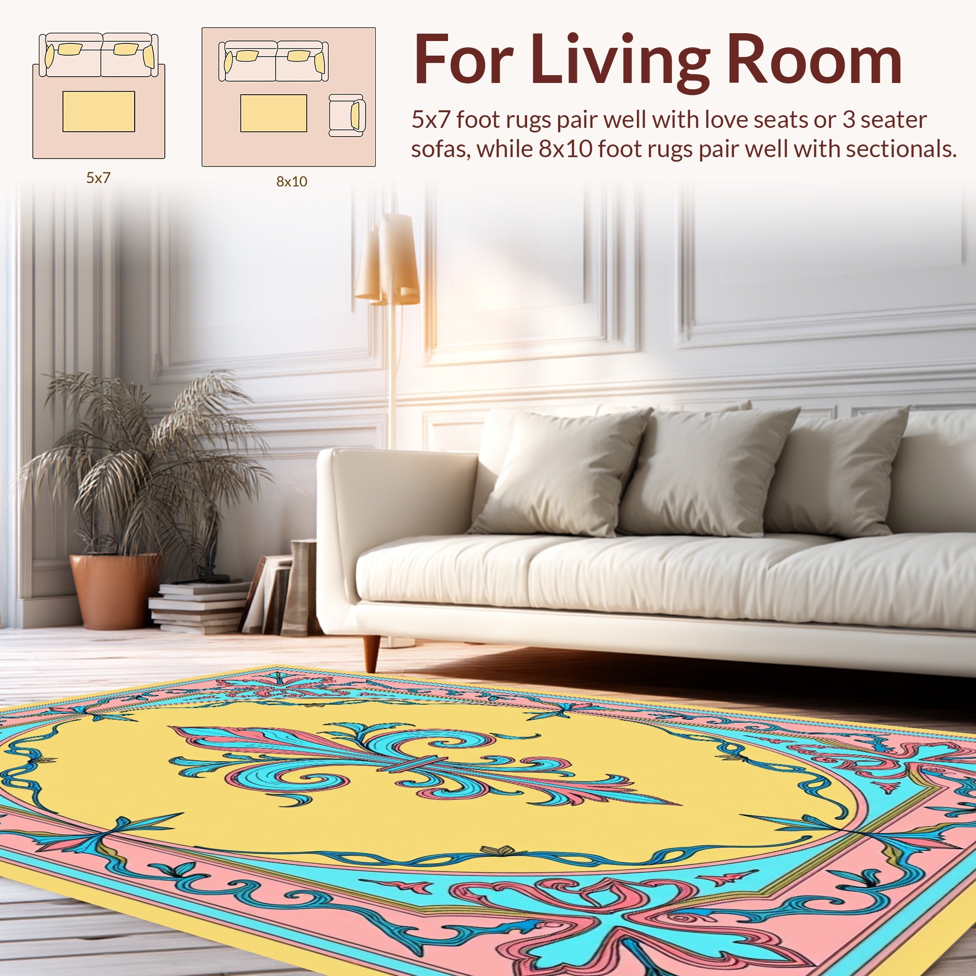 Fleur De Lis Abstract Patterned Design Rug