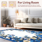 Rich Blue Floral Vine Pattern Rug