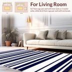 Bold Navy White Striped Classic Pattern Rug