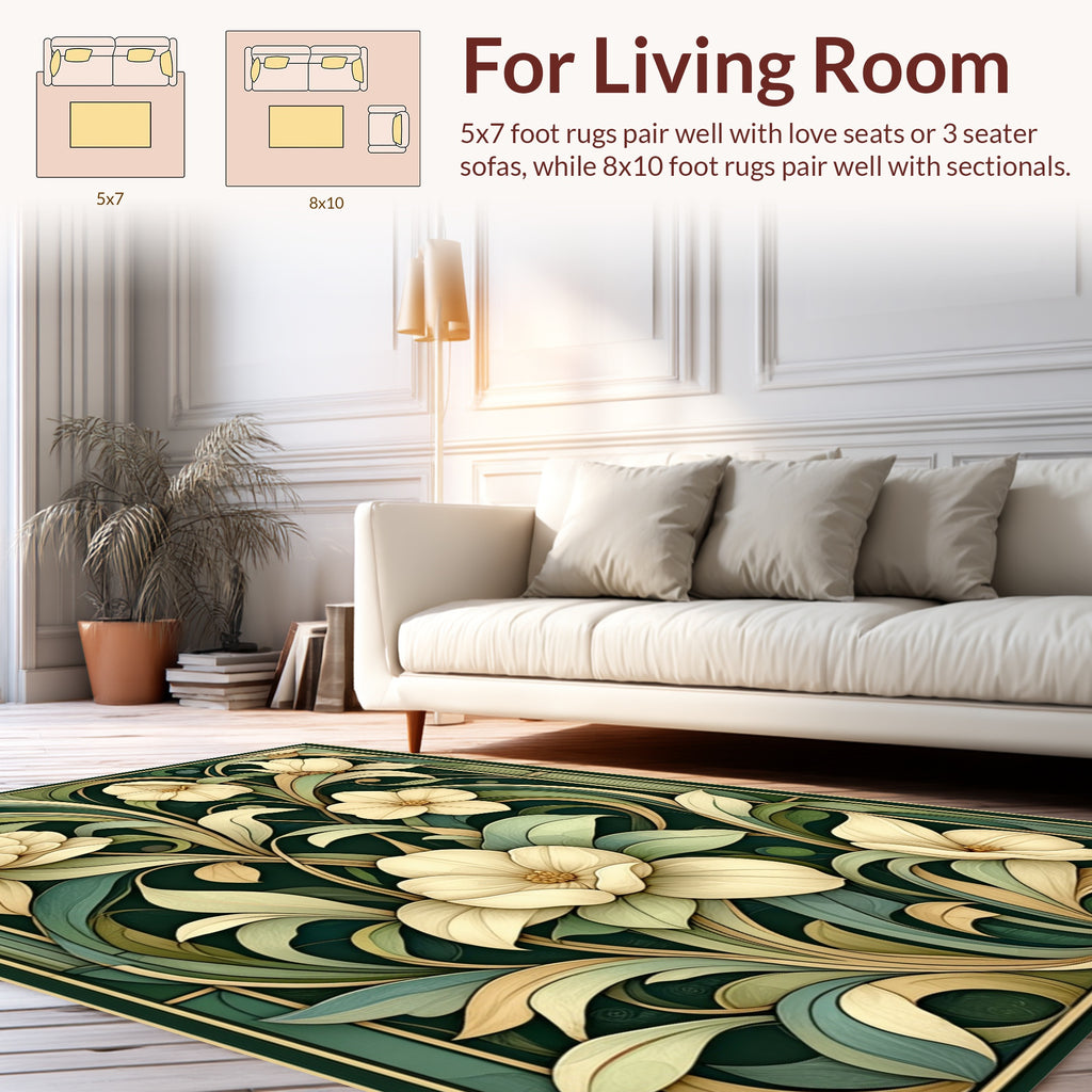 Art Nouveau Floral Cream Pattern Rug