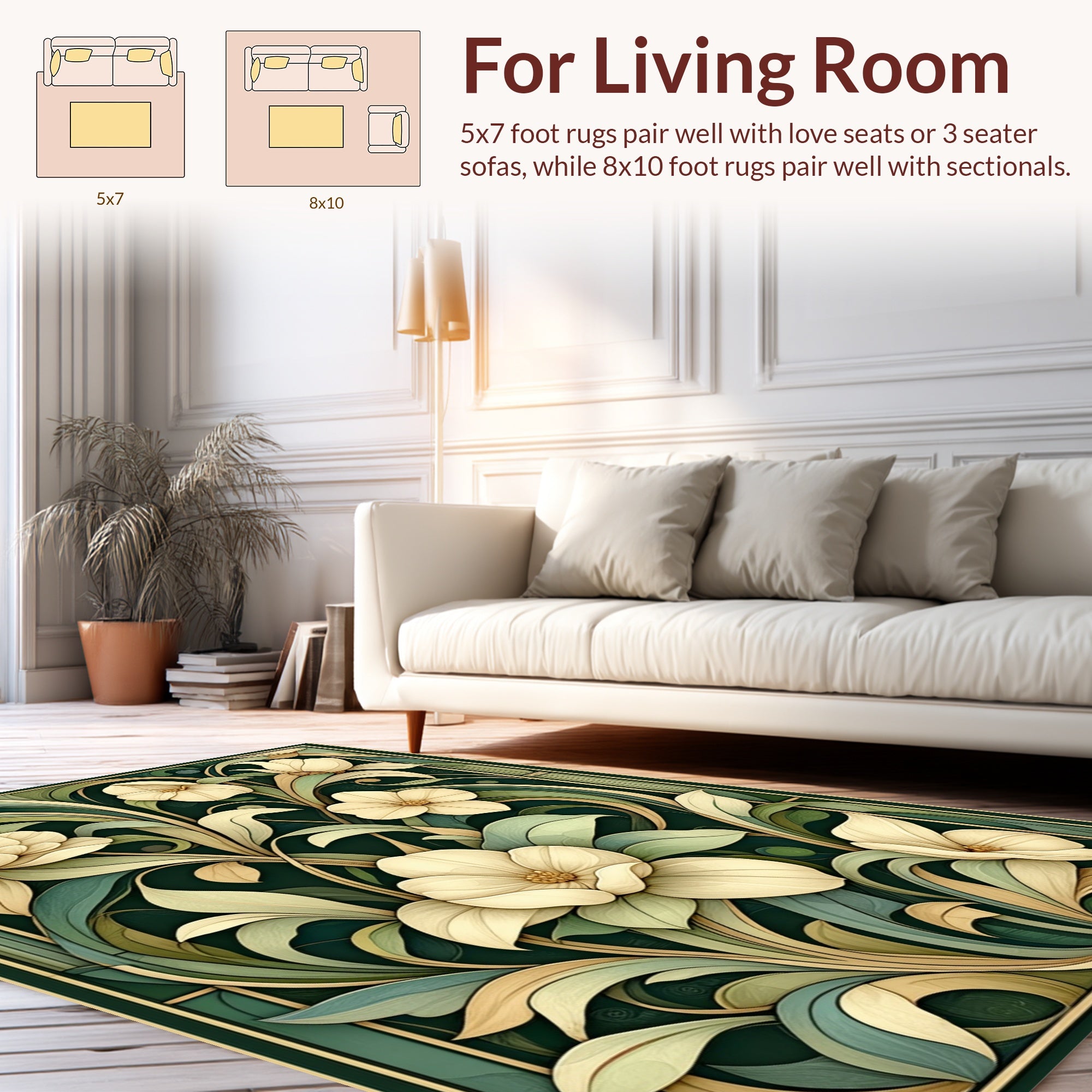 Art Nouveau Floral Cream Pattern Rug