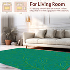 Teal Green Abstract Leaf Pattern Rug
