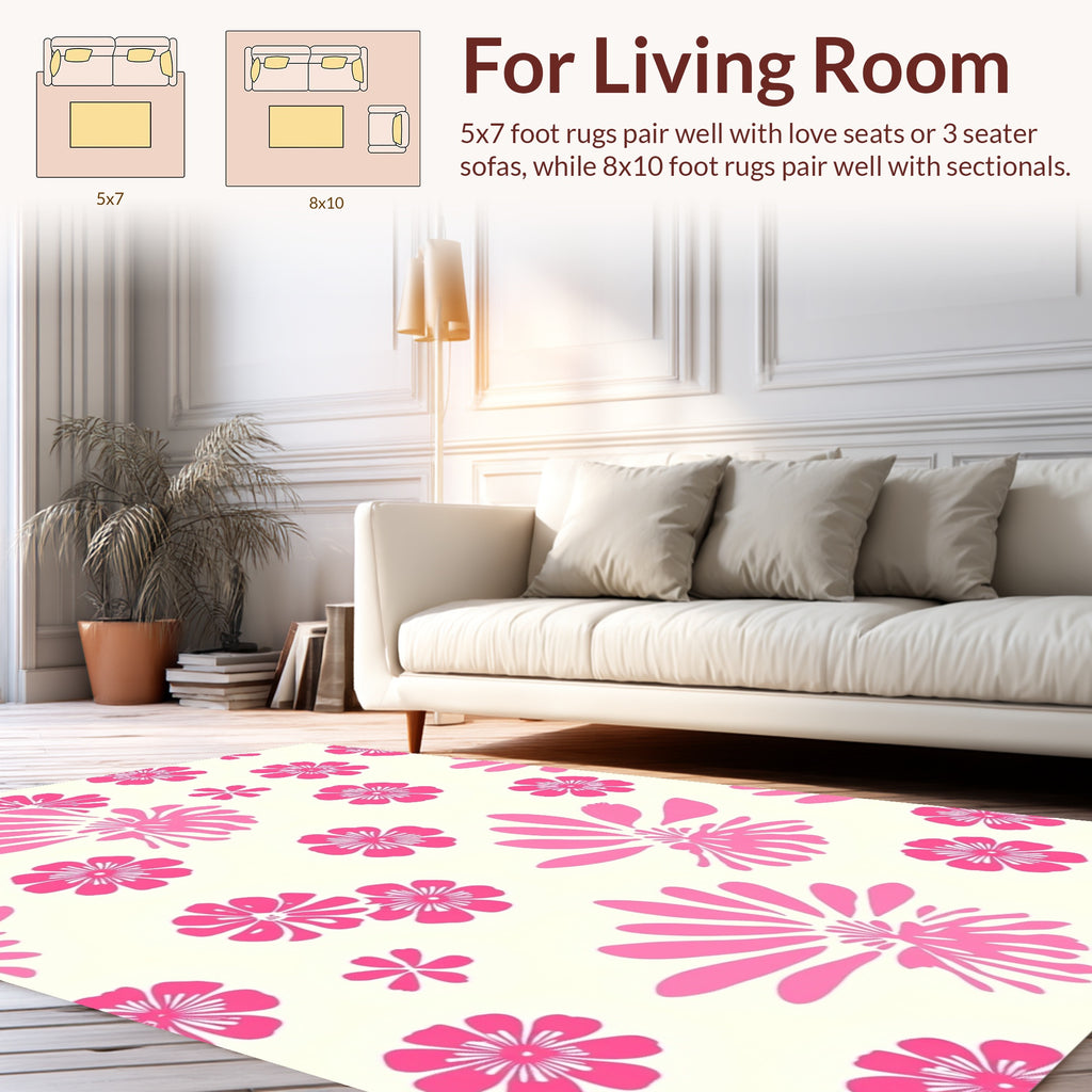 Pink Floral Silhouette Decorative Rug