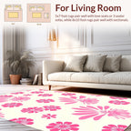 Pink Floral Silhouette Decorative Rug