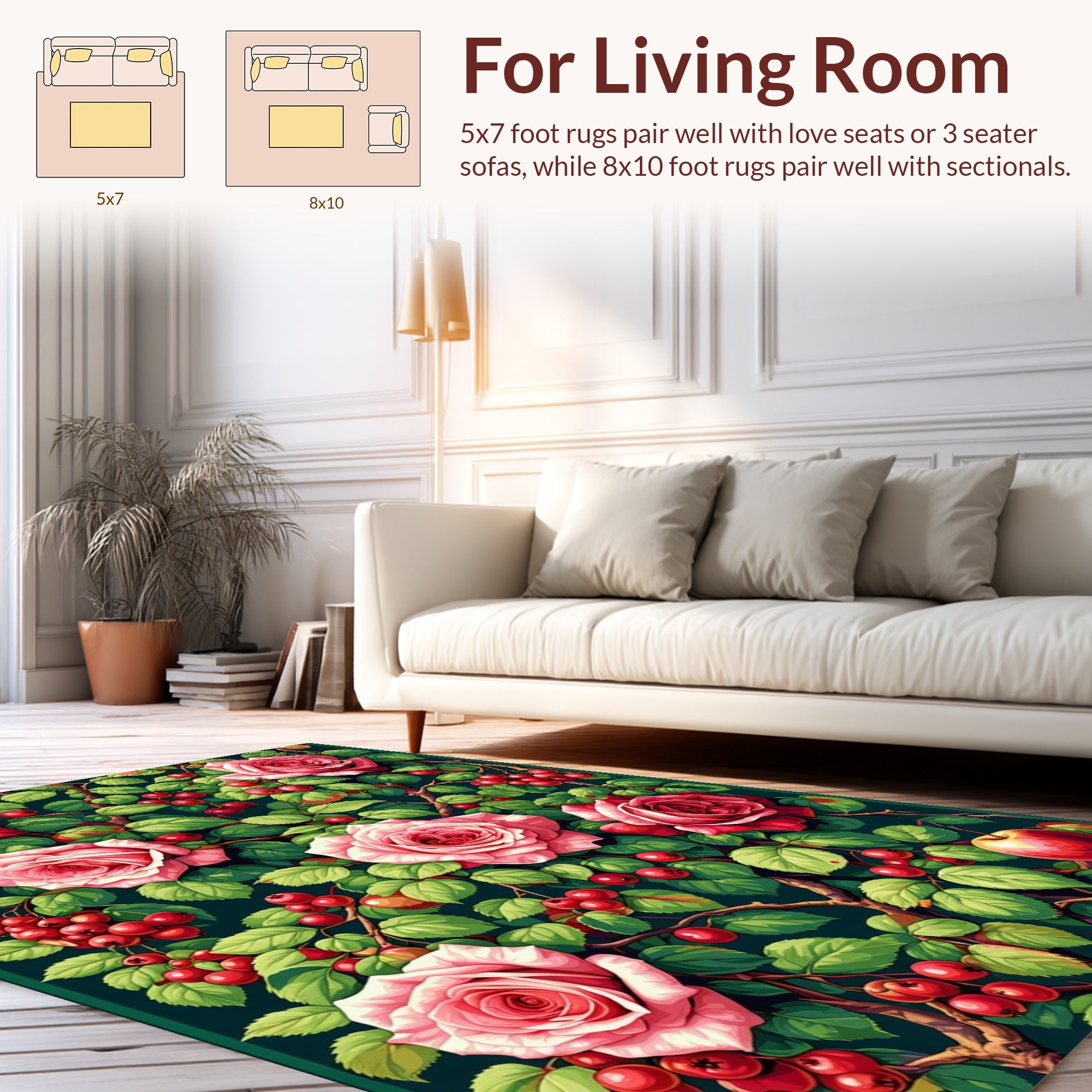 Rose Berry Garden Pattern Rug