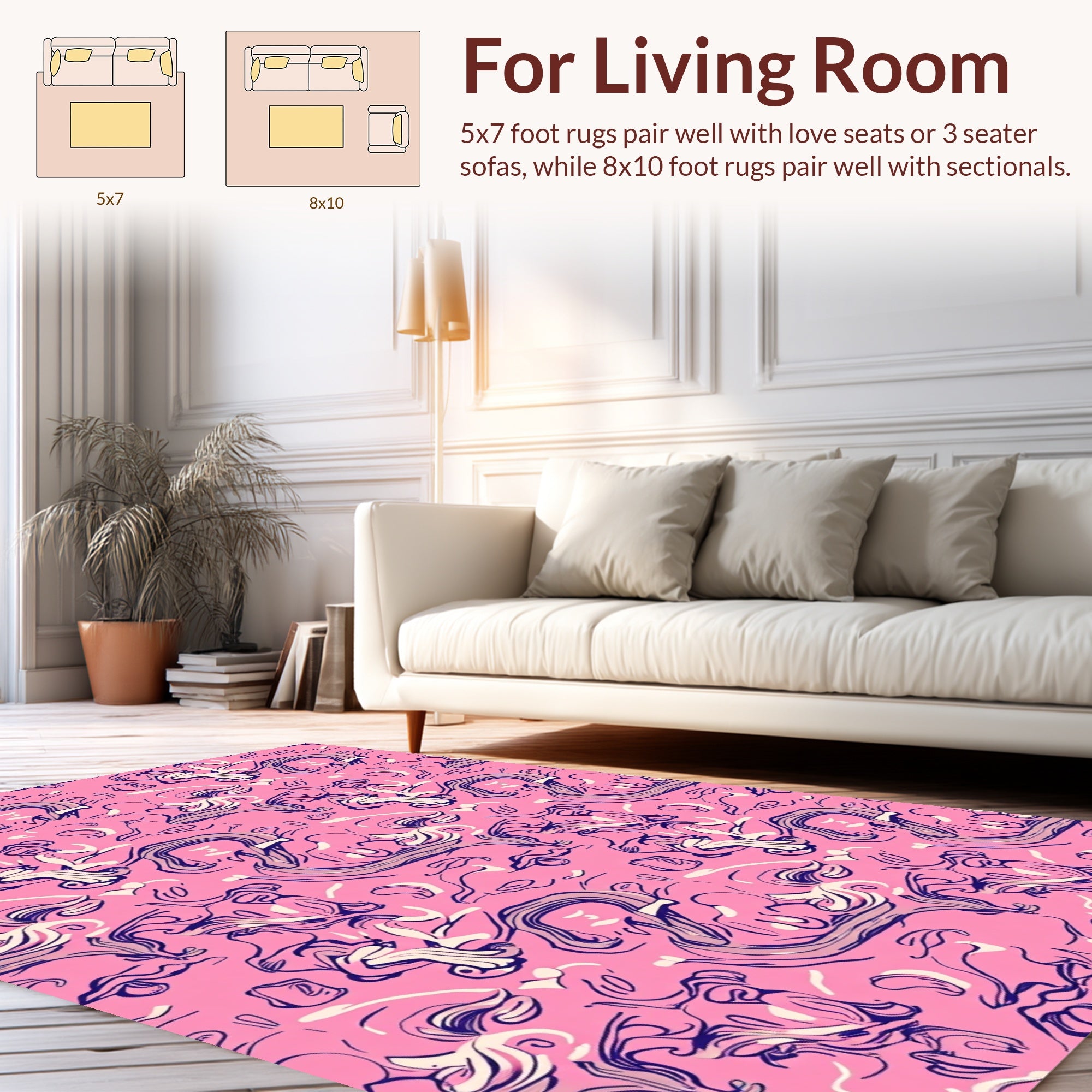 Whimsical Pink Swirl Abstract Pattern Rug