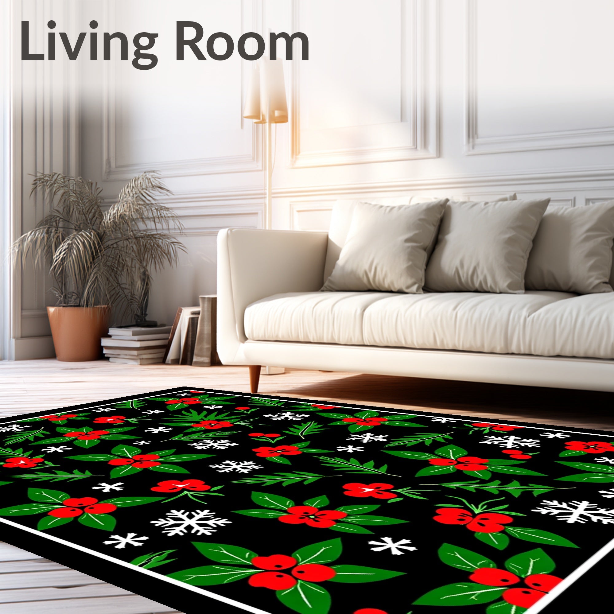 Holiday Holly Berry Snowflake Garden Rug