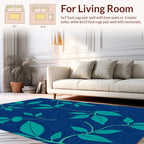 Navy Teal Leafy Vine Pattern Rug