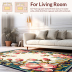 Vintage Floral Pink Blossom Border Rug
