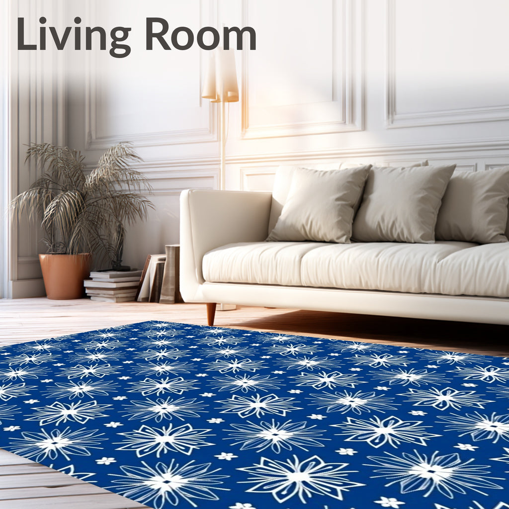 White Starburst Geometric Repeating Medallion Rug