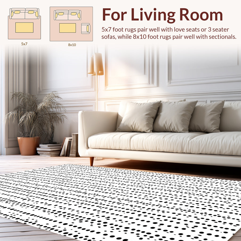Abstract Black Dot Vertical Stripe Rug